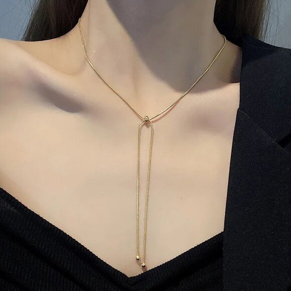 NEW 14K Yellow Gold Retro Adjustable Unique Luxury Necklace - Picture 3 of 5